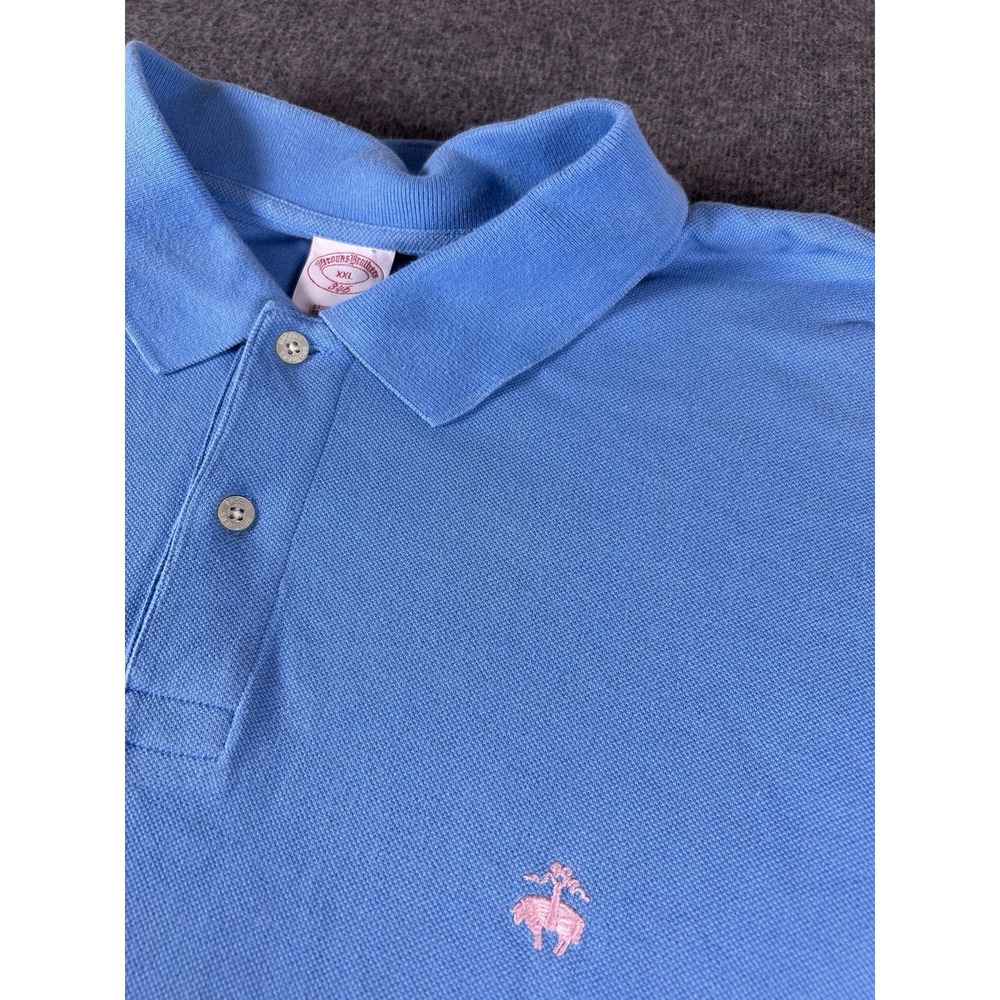 Brooks Brothers Mens Shirt Short Sleeve Original Fit 1/4 Button Up XXL Blue Polo